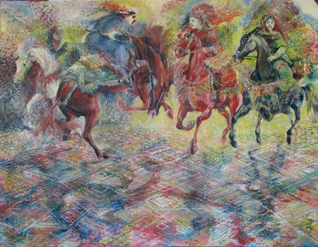 Women on horseback 116x89 cm